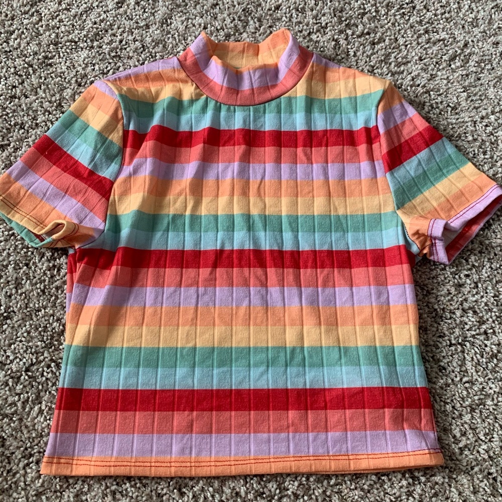 Cropped mock neck top